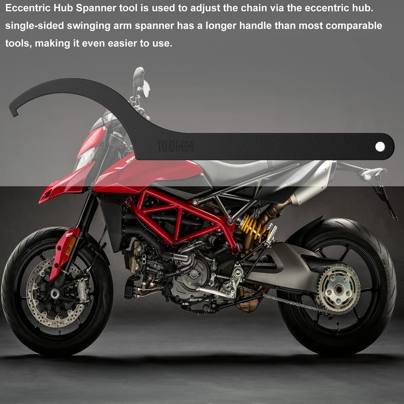 Moker Chain Adjuster Eccentric Spanner Wrench Tool 88713.1038 for Ducati 748 848 916 996 998 1098 1198 1199 1299 V4 Spanner Wrench Hypermotard 796 821 939 950 1100 Monster with Single-Sided Axle Swingarm - Image 3